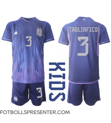 Argentina Nicolas Tagliafico #3 Bortatröja Barn VM 2022 Kortärmad (+ korta byxor)